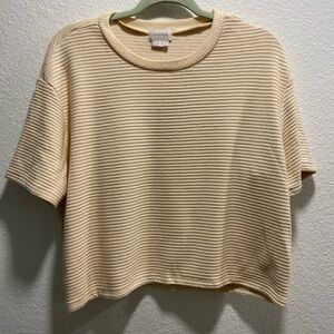 Brixton Beige Ribbed Short Sleeve Top